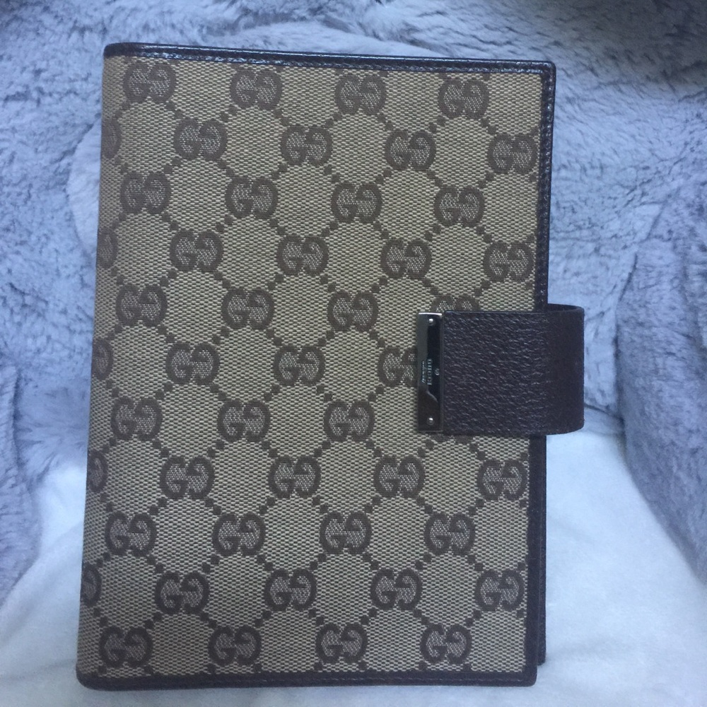 Gucci Beige Brown Monogram Canvas Notebook Cover
